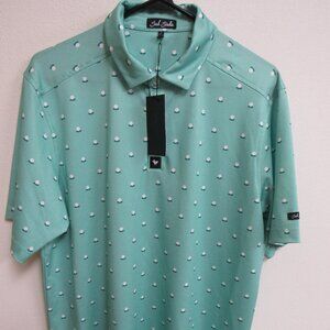 NWT Bad Birdie Aim Point Dusty Jade Short-Sleeve Pique Golf Polo Shirt Large